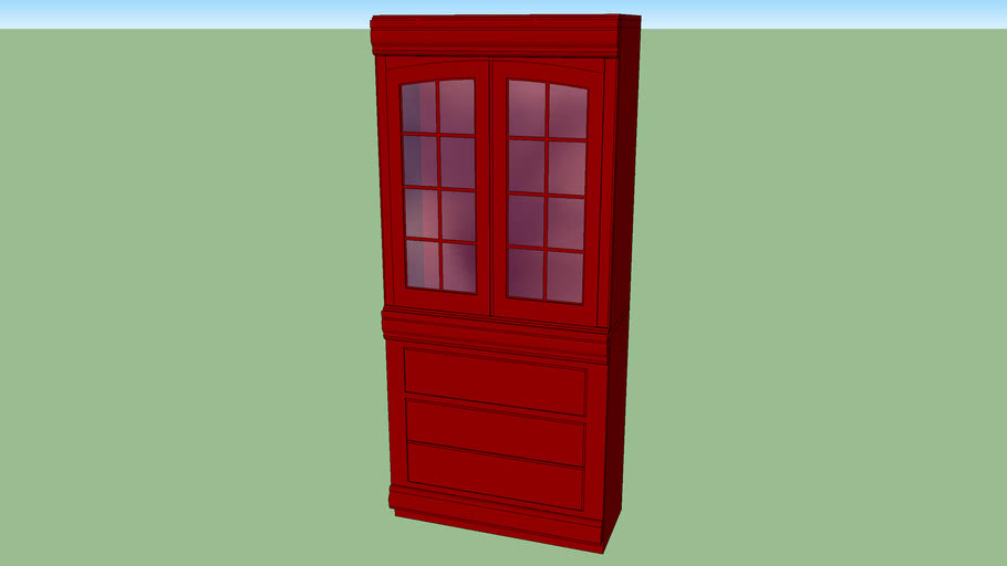 Hutch Red With Glass Doors Yield House Furniture 3d Warehouse