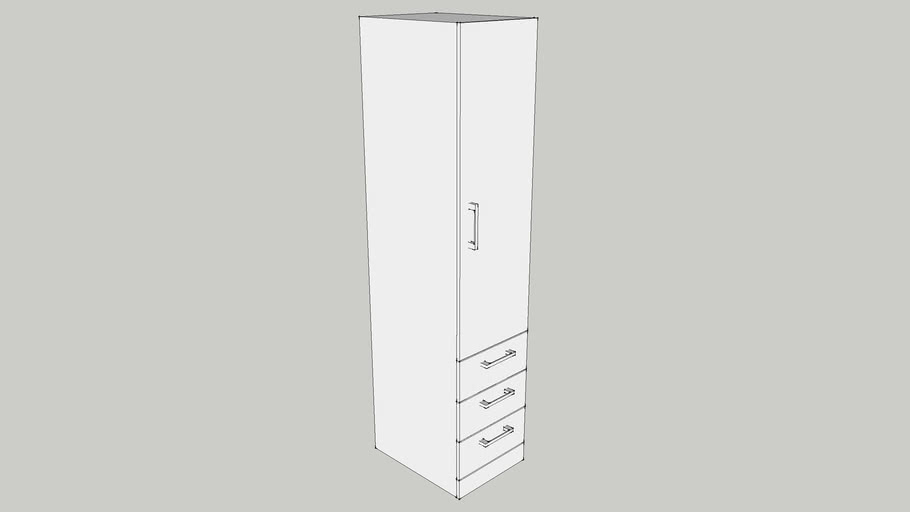 450 Wardrobe Module With 1 Shutter 1 Fixed Shelf 3 Outer Drawers