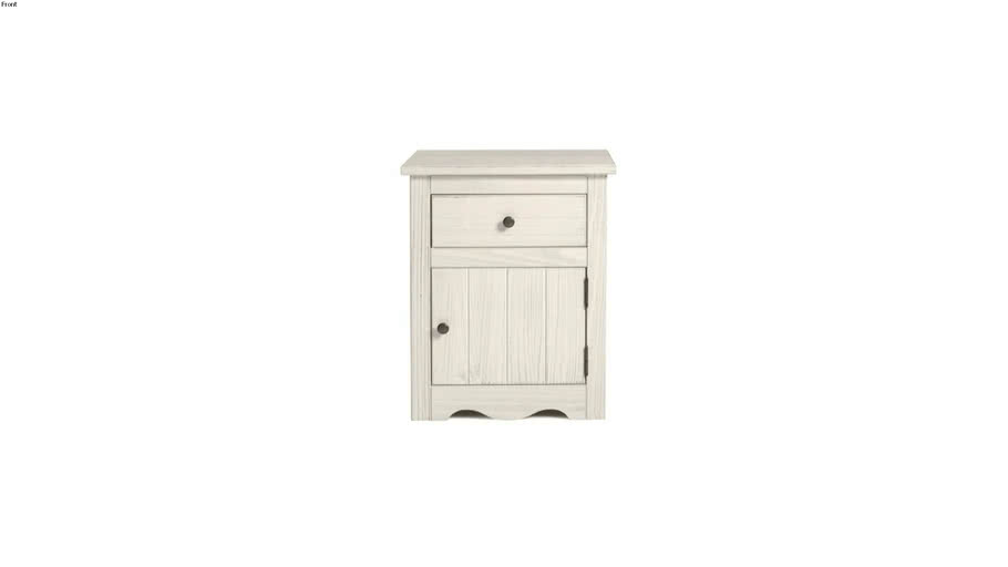 Mesa de Cabeceira de Madeira 1 Porta 1 Gaveta Branco Envelhecido CAD510 | Pense Dentro da Caixa