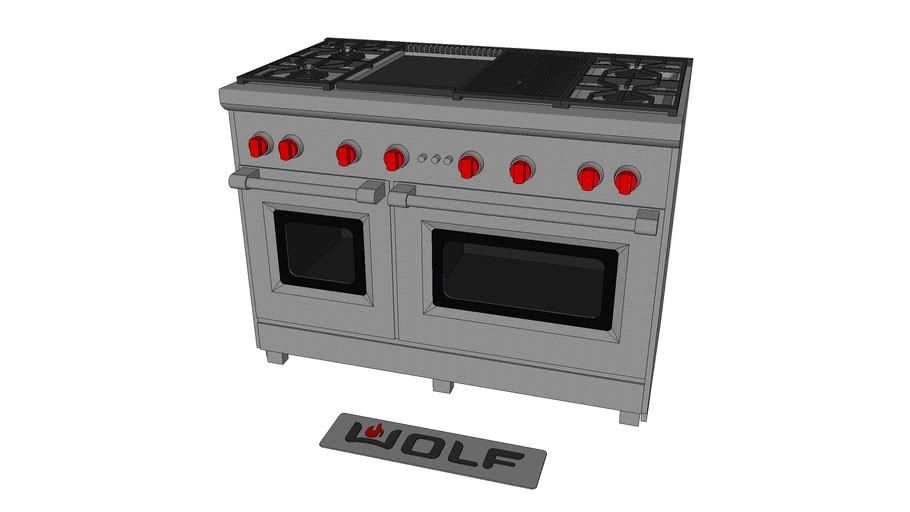 WOLF GR48CG 4Burner Double Oven Range 3D Warehouse