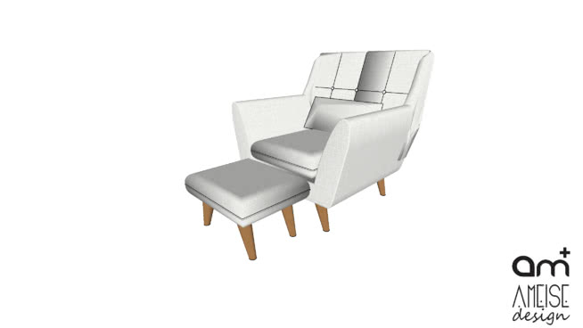 Sofa Chair Ottoman 3d Warehouse, White Armchair With Ottoman