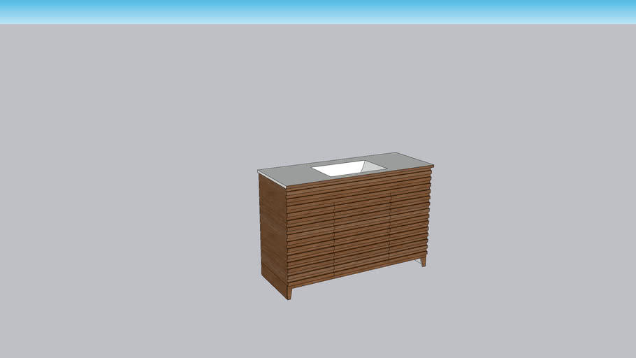 Render 48' Single Sink Bathroom Vanity, Walnut White 3D Warehouse