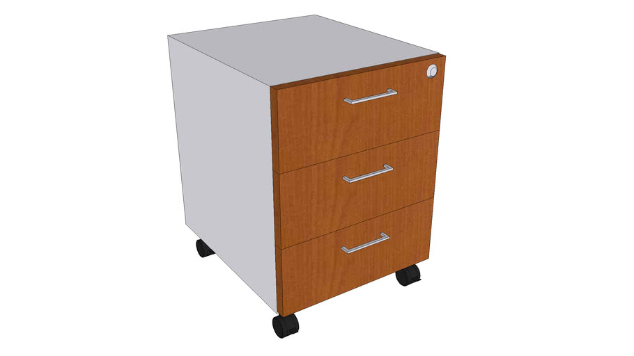 CAJONERA RODANTE 3 CAJONES CEREZO/ BLANCO | 3D Warehouse