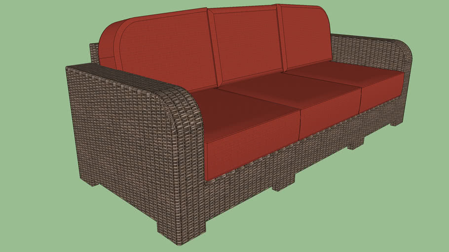 Brown Jordan Northshore Patio Sofa With Cinnabar Cushions 3d Warehouse