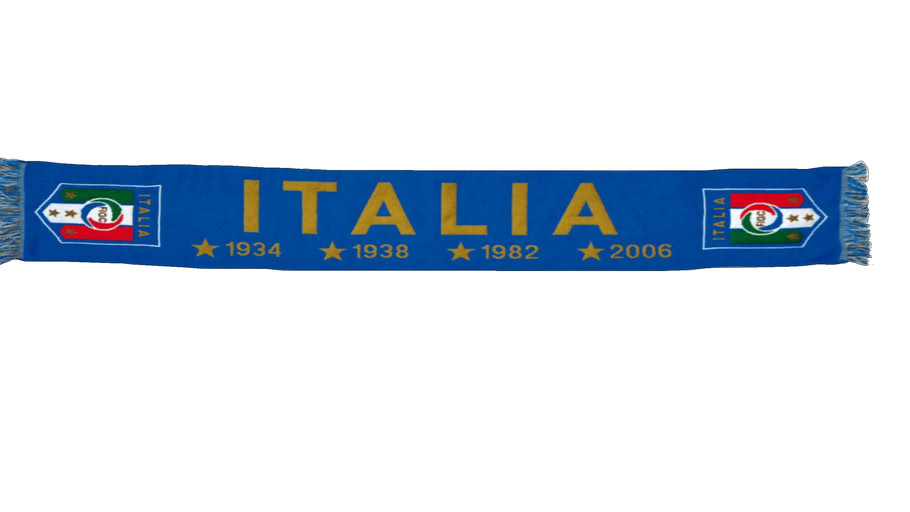ITALY NATIONAL SCARF ITALY 4 TIMES WORLD CHAMPION CUP RIMET-FIFA BLUE FABRIC