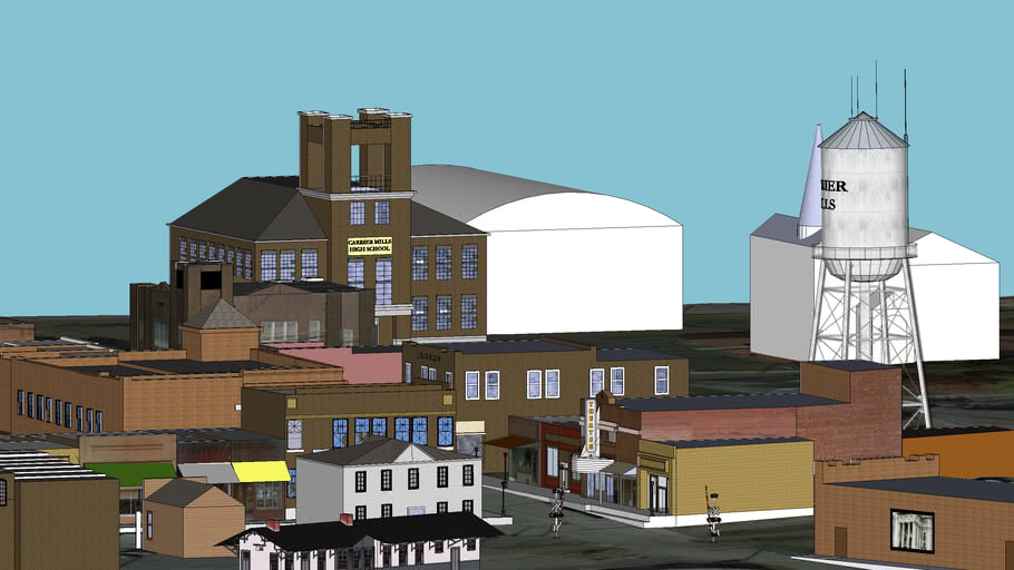 Carrier Mills Illinois Downtown circa 1940 3D Warehouse