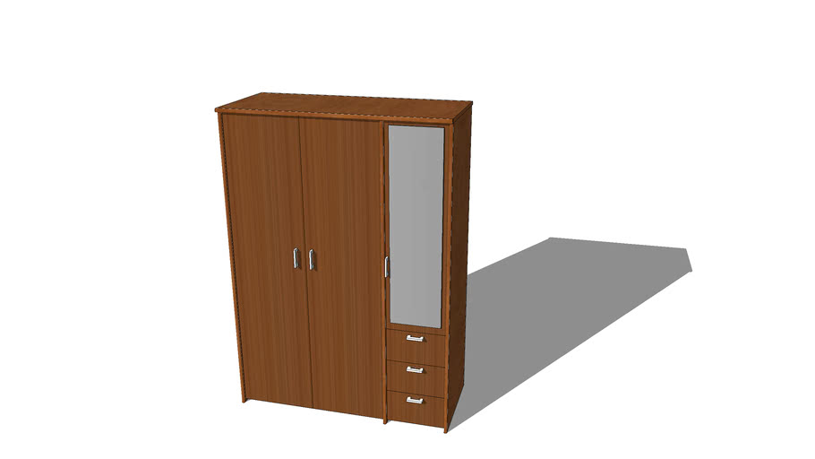  Lemari  3 Pintu  Kaca Laci 3D Warehouse