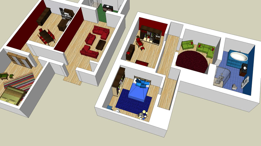 Two Story House Plan 3D Warehouse