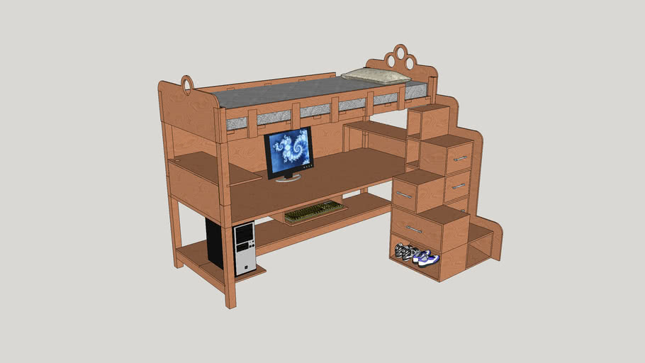 The Einstein Loft Bed Desk 3d Warehouse