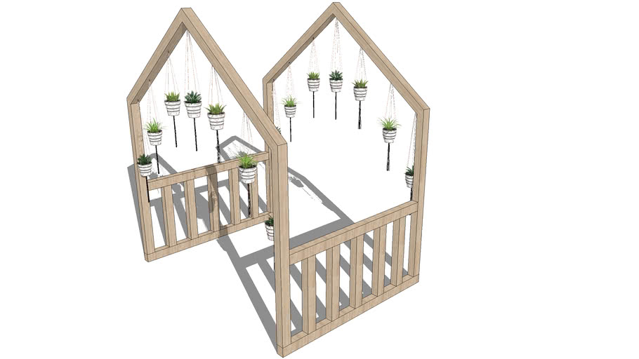 Kas houten frame + hangplant 3D Warehouse