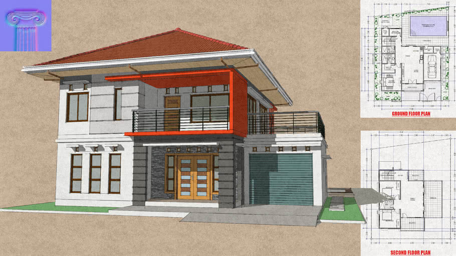 Modern Two Story House With 3 Bedroom And 3 Baths 3d Warehouse