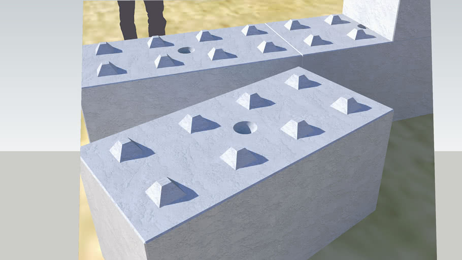 Concrete Block 600x600x1200mm Lego Type 3D Warehouse