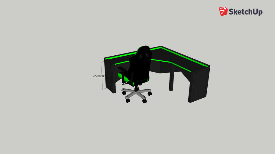 Green Gaming Corner Desk 3d Warehouse