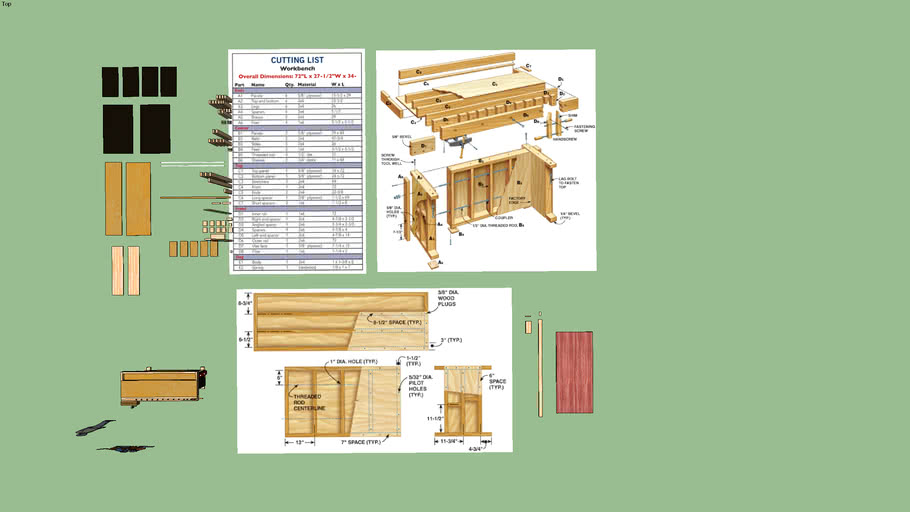 Tom's Torsion Box Workbench - build it yourself | 3D Warehouse