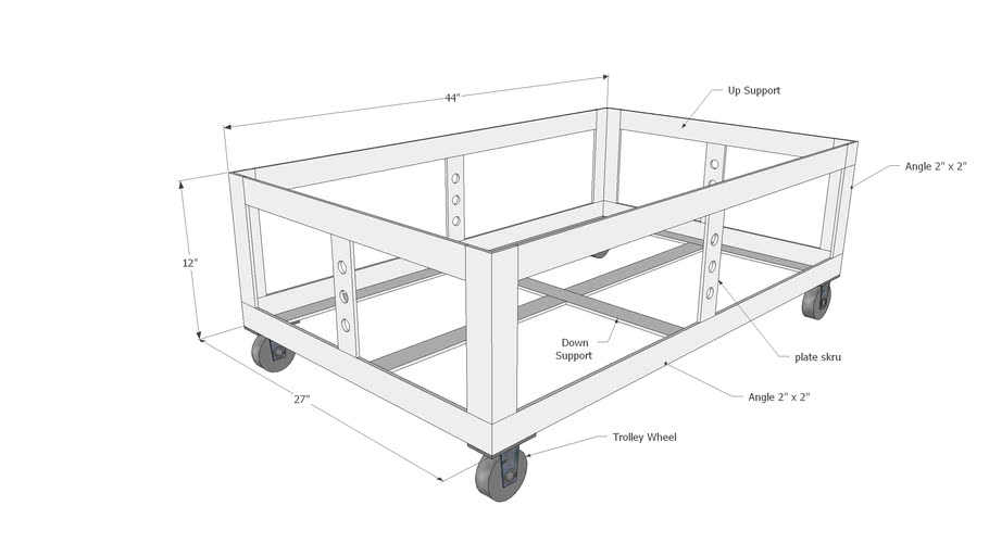 trolley with wheel 3D Warehouse