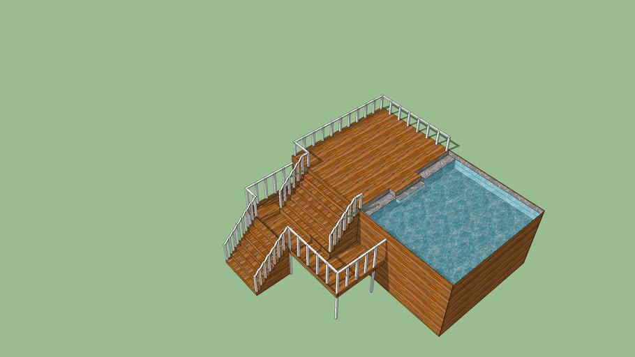 Wooden decking with pool