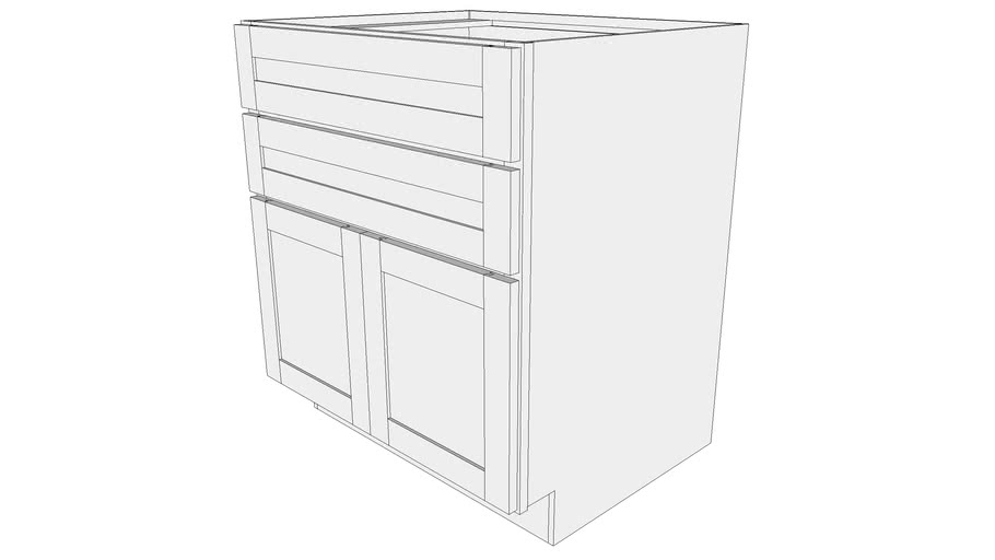 Bayside Base Cabinet B2d30b Two Drawers Butt Doors 3d Warehouse