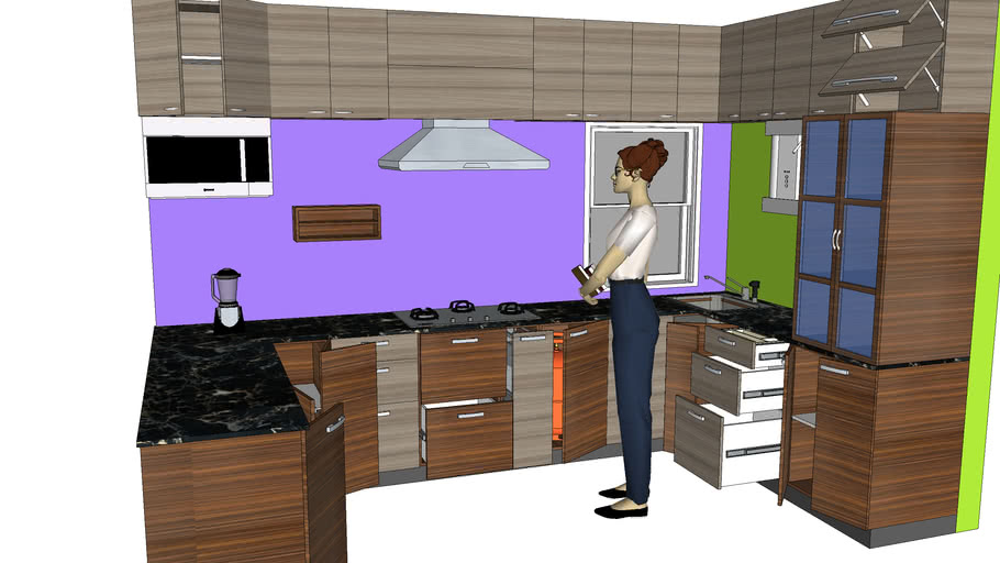 Full Modular Kitchen With Textured Laminate 3d Warehouse