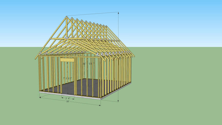 16x20 Shed With 12:12 Scissor Trusses 