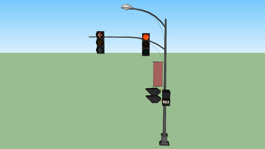 decorative traffic signal with left turn | 3D Warehouse