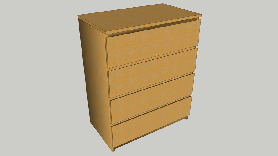 Ikea Malm Chest 4 Drawer Beach 3d Warehouse