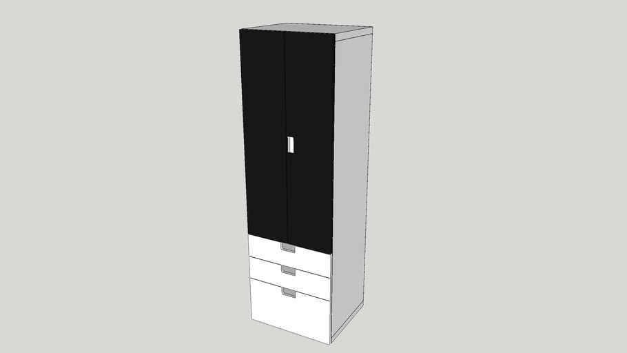 bovenste Uitbeelding projector IKEA STUVA Storage combination with doors, drawers, white, black | 3D  Warehouse