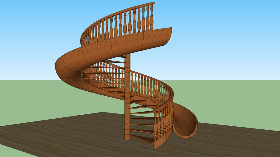 Spiral Staircase Slides 3d Warehouse, Wooden Spiral Staircase With Sliders