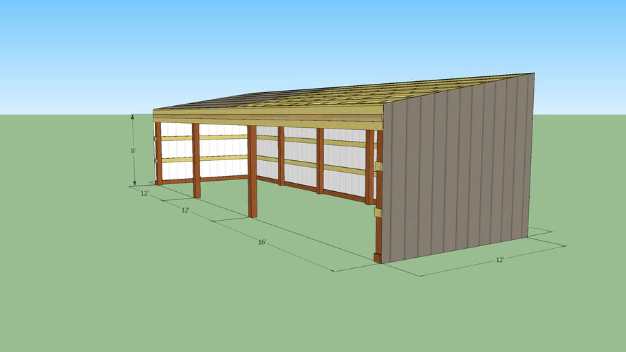 3 Sided Pole Barn 3d Warehouse