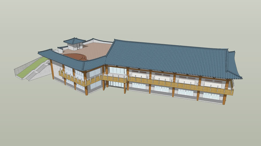 Traditional Korean roof in concrete 3D Warehouse