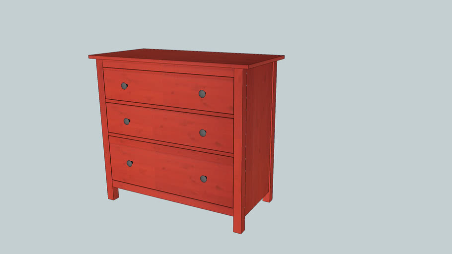 Ikea Hemnes Chest Of 3 Drawers Red 3d Warehouse