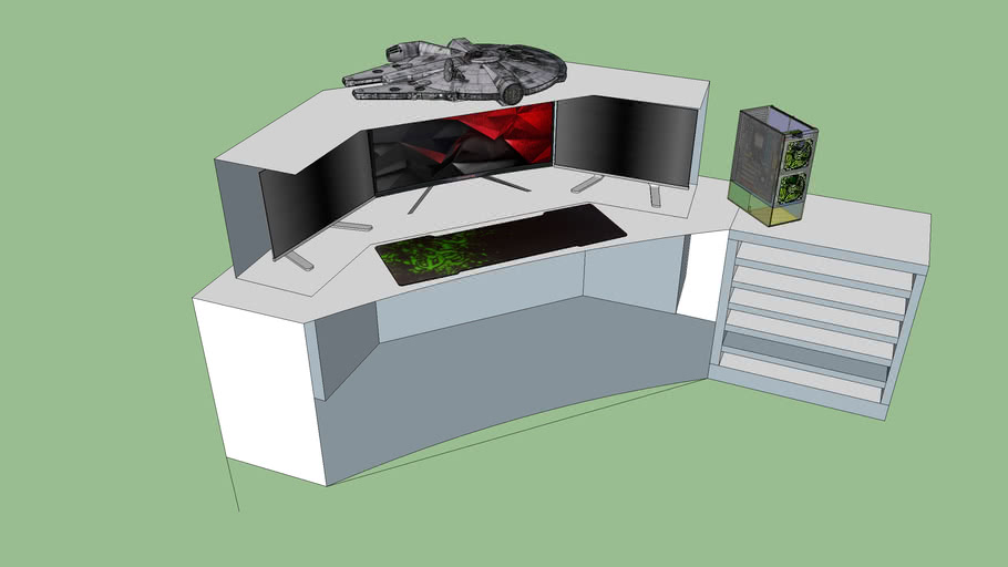 3 Monitor Corner desk design 3D Warehouse