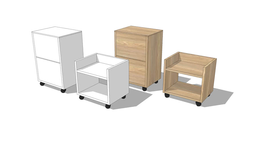 Under desk storage on casters 3D Warehouse