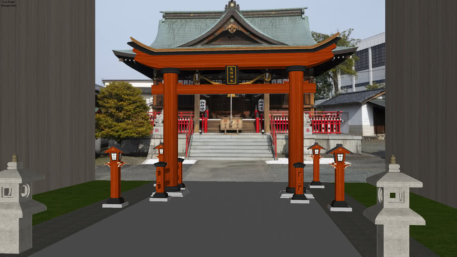 明神鳥居鳥居とりいtorii 天照神社神社じんじゃ春日灯篭 3d Warehouse