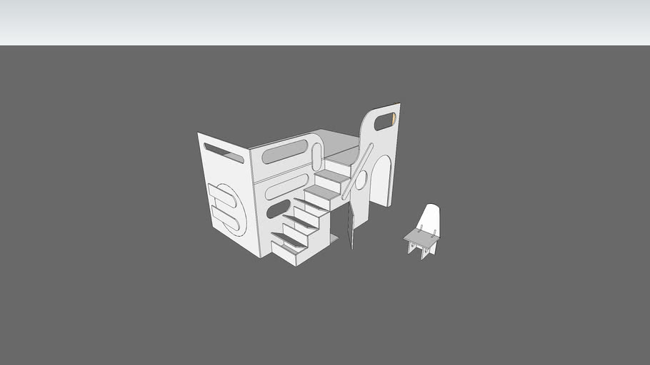 Twin size loft bed for Reddit children 3D Warehouse