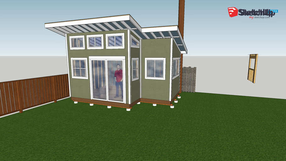 200 SQUARE FOOT SHED WITH OVERHANG | 3D Warehouse