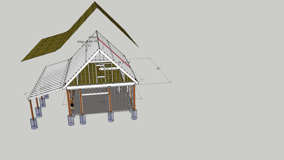 24x36 Pole Barn Garage 3d Warehouse