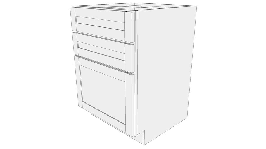 Bayside Base Cabinet B2d24 Two Drawers One Door 3d Warehouse