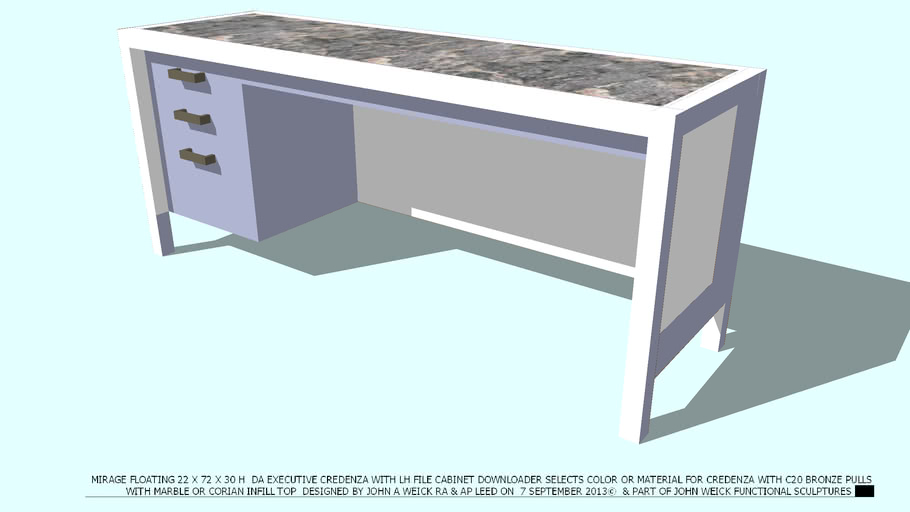 Credenza Select Color Lh File Cabinet Mirage Marble Top John A Weick Ra 3d Warehouse