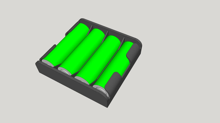 4 AA battery holder flat pack 3D Warehouse