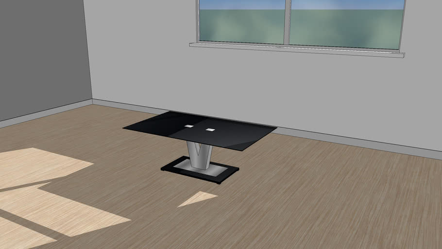 Vidal Designer Coffee Glass Table Black Glass and Polished Steel] 3D