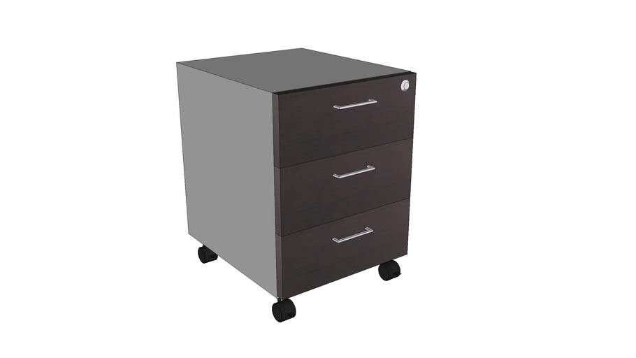 CAJONERA RODANTE 3 CAJONES WENGUÉ/ GRIS | 3D Warehouse