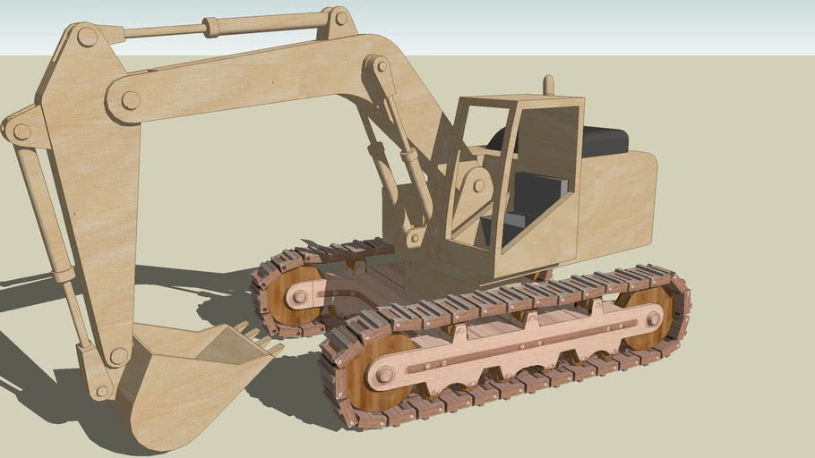 wooden excavator toy