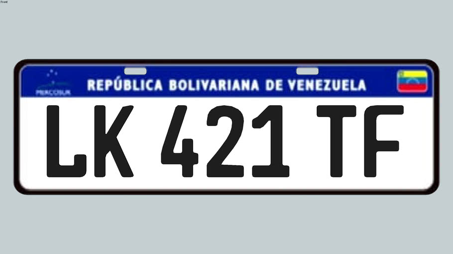 Venezuelan License Plate Normal Vehicles 2016 3d Warehouse
