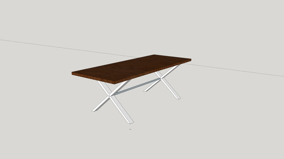 Modern Wood Table With Metal X Legs 3d Warehouse