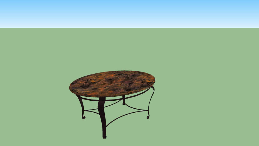 Oval Coffee Table With Hammered Copper Top And Wrought Iron Legs 3d Warehouse