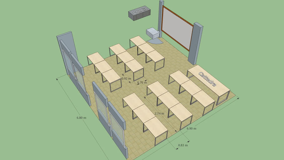 Aula Informatica Belluzzi Banchi 70x90 Con Corridoio Centrale 3d Warehouse