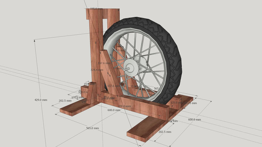 Wooden Motorcycle front wheel chock 3D Warehouse