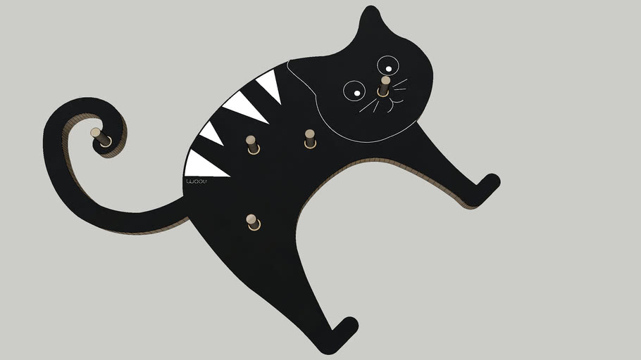 WOOLI wooden hanger CAT MURO black
