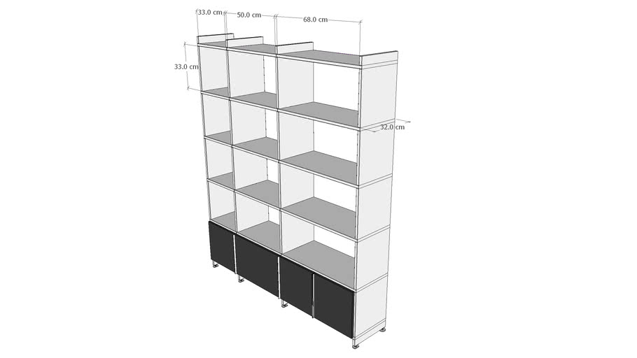 Mocoba Premium Weiss Regal Mit Rastern 33 50 68 Und Turen 3d Warehouse