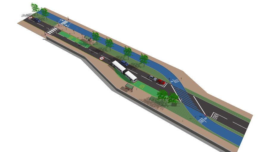Cycleway & Roadway Intersection - Active Travel Priority Route - Road ...
